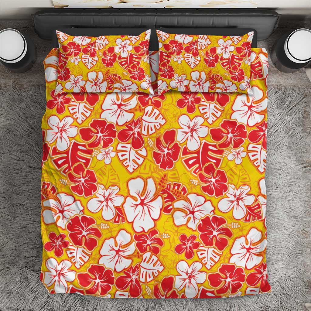 Yellow Hawaii Hibiscus Bedding Set Tropical Flowers Seamless Pattern - Polynesian Pride