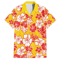 Yellow Hawaii Hibiscus Family Matching Short Sleeve Bodycon Dress and Hawaiian Shirt Tropical Flowers Seamless Pattern LT14 Dad's Shirt - Short Sleeve Yellow - Polynesian Pride
