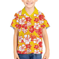 Yellow Hawaii Hibiscus Family Matching Summer Maxi Dress and Hawaiian Shirt Tropical Flowers Seamless Pattern - Polynesian Pride