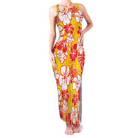 Yellow Hawaii Hibiscus Family Matching Tank Maxi Dress and Hawaiian Shirt Tropical Flowers Seamless Pattern - Polynesian Pride