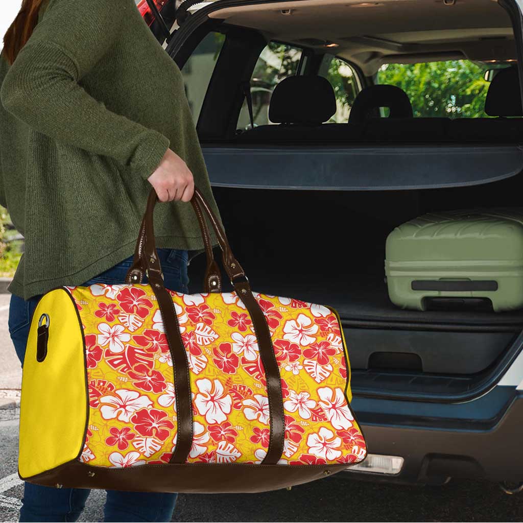 Yellow Hawaii Hibiscus Travel Bag Tropical Flowers Seamless Pattern - Polynesian Pride
