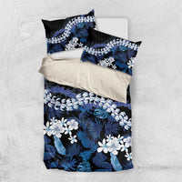 Polu Aloha Hawaii Lei Bedding Set Tropical Flowers Elegant Vibe LT14 US Twin 172cm x 218cm Blue - Polynesian Pride