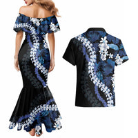 Polu Aloha Hawaii Lei Couples Matching Mermaid Dress and Hawaiian Shirt Tropical Flowers Elegant Vibe LT14 - Polynesian Pride
