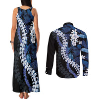 Polu Aloha Hawaii Lei Couples Matching Tank Maxi Dress and Long Sleeve Button Shirt Tropical Flowers Elegant Vibe LT14 - Polynesian Pride