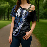 Polu Aloha Hawaii Lei Cross Shoulder Shirt Tropical Flowers Elegant Vibe LT14 - Polynesian Pride