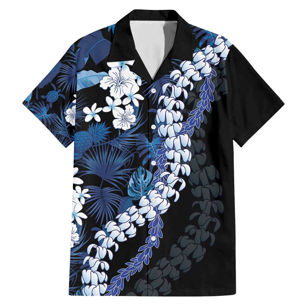 Polu Aloha Hawaii Lei Family Matching Mermaid Dress and Hawaiian Shirt Tropical Flowers Elegant Vibe LT14 Dad's Shirt - Short Sleeve Blue - Polynesian Pride