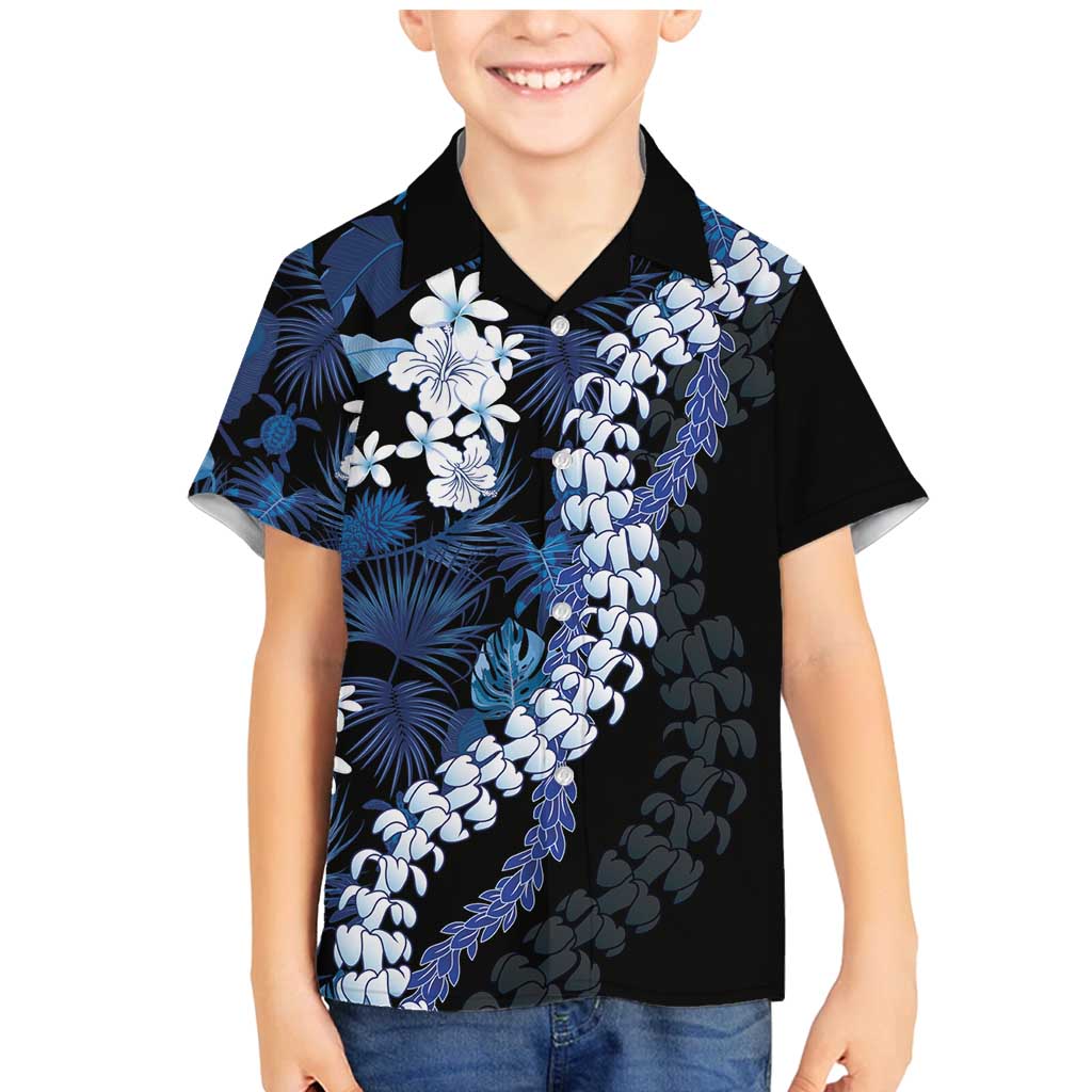 Polu Aloha Hawaii Lei Family Matching Mermaid Dress and Hawaiian Shirt Tropical Flowers Elegant Vibe LT14 Son's Shirt Blue - Polynesian Pride
