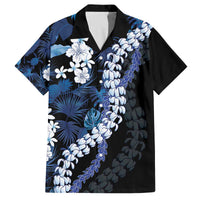 Polu Aloha Hawaii Lei Family Matching Off The Shoulder Long Sleeve Dress and Hawaiian Shirt Tropical Flowers Elegant Vibe LT14 Dad's Shirt - Short Sleeve Blue - Polynesian Pride