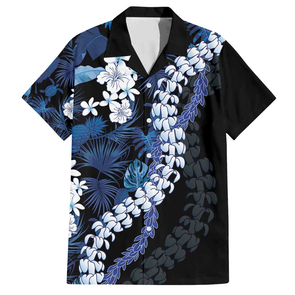 Polu Aloha Hawaii Lei Family Matching Tank Maxi Dress and Hawaiian Shirt Tropical Flowers Elegant Vibe LT14 Dad's Shirt - Short Sleeve Blue - Polynesian Pride