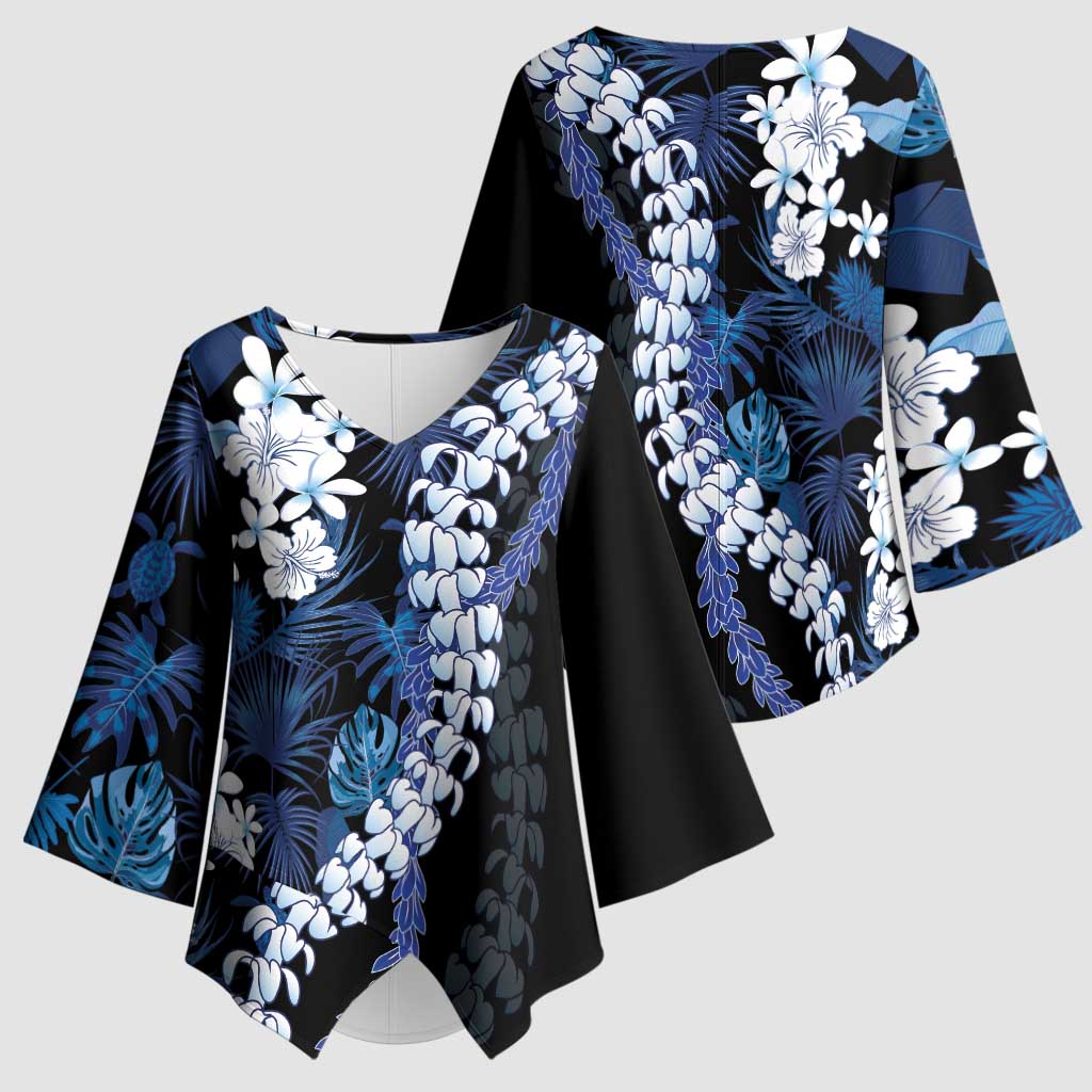 Polu Aloha Hawaii Lei Kimono Sleeve Blouse Tropical Flowers Elegant Vibe - Polynesian Pride