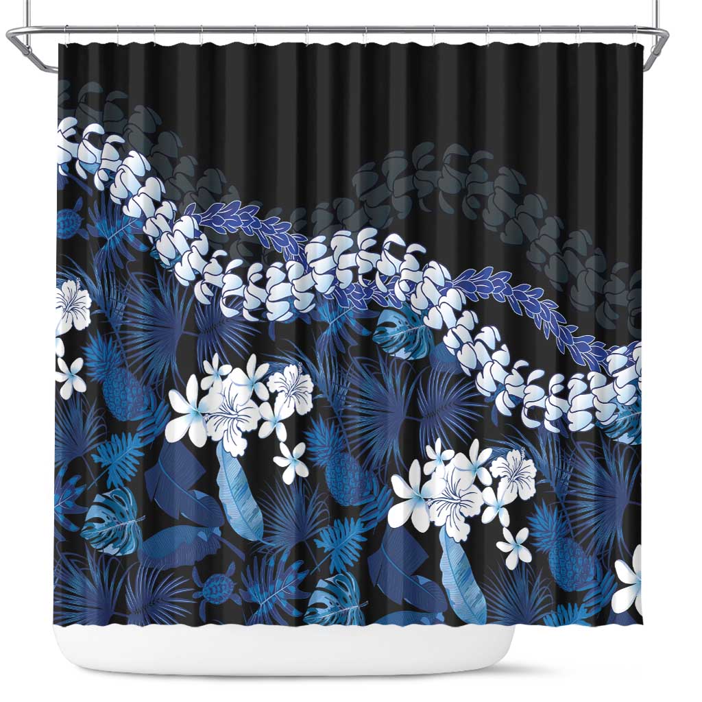 Polu Aloha Hawaii Lei Shower Curtain Tropical Flowers Elegant Vibe LT14 Blue - Polynesian Pride