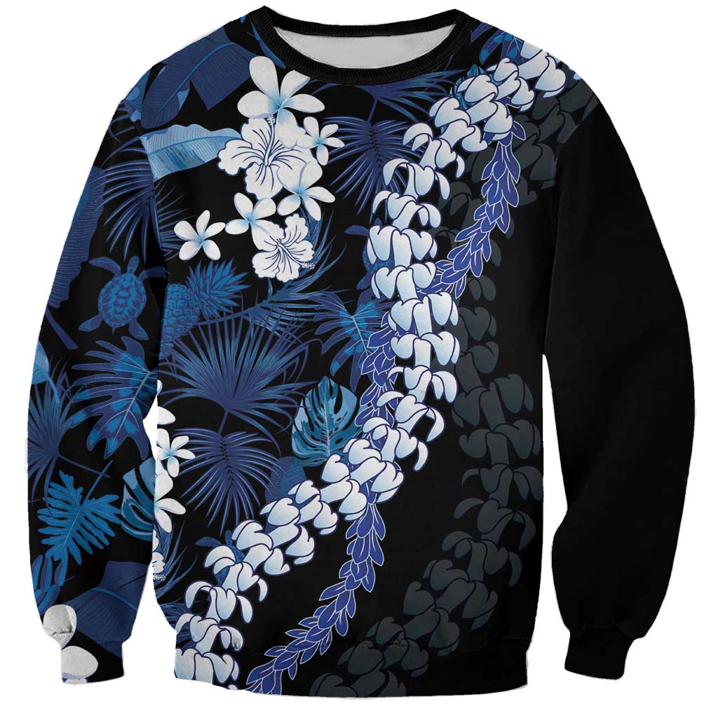 Polu Aloha Hawaii Lei Sweatshirt Tropical Flowers Elegant Vibe LT14 Unisex Blue - Polynesian Pride