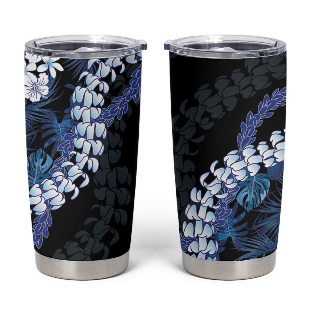 Polu Aloha Hawaii Lei Tumbler Cup Tropical Flowers Elegant Vibe LT14 Blue - Polynesian Pride