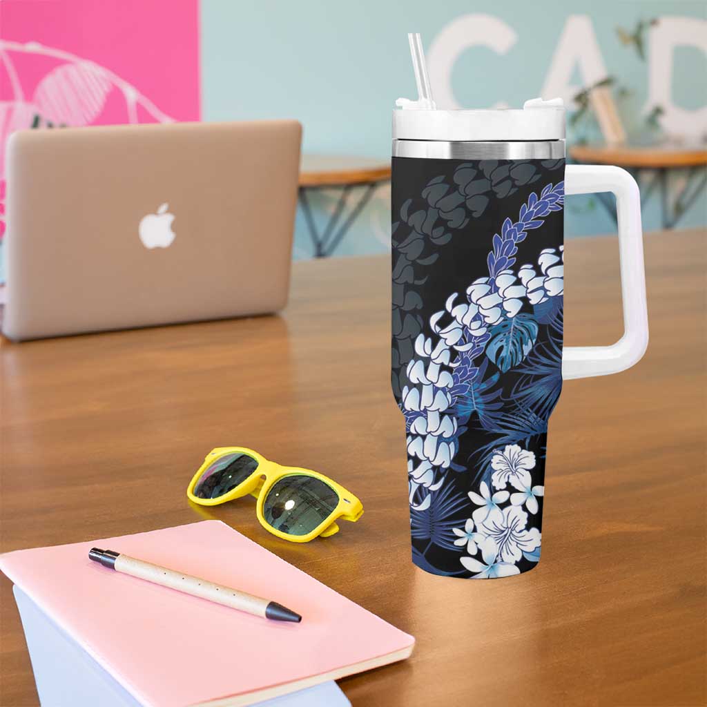 Polu Aloha Hawaii Lei Tumbler With Handle Tropical Flowers Elegant Vibe LT14 - Polynesian Pride