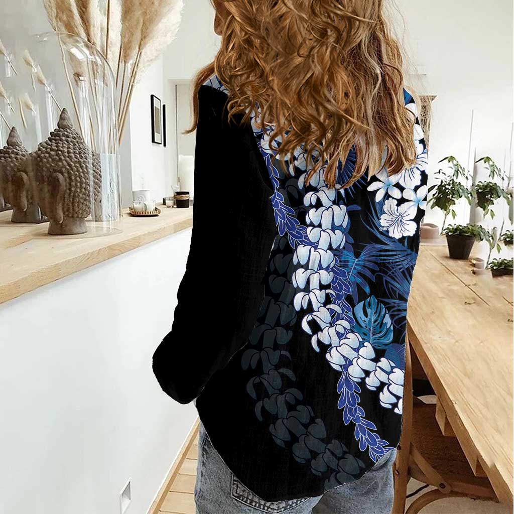 Polu Aloha Hawaii Lei Women Casual Shirt Tropical Flowers Elegant Vibe LT14 - Polynesian Pride