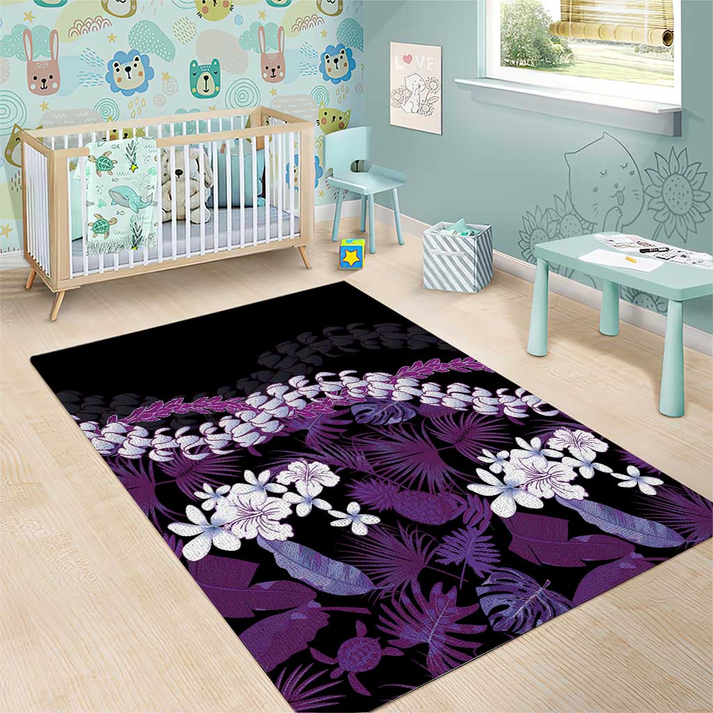 Poni Aloha Hawaii Lei Area Rug Tropical Flowers Elegant Vibe - Polynesian Pride