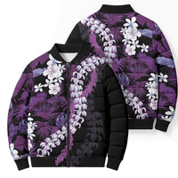 Poni Aloha Hawaii Lei Bomber Puffer Jacket Tropical Flowers Elegant Vibe - Polynesian Pride