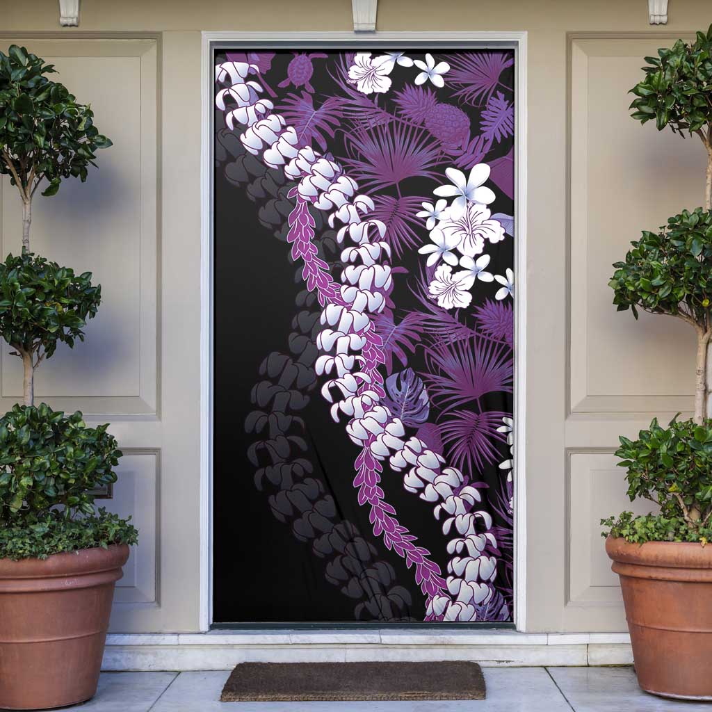 Poni Aloha Hawaii Lei Door Cover Tropical Flowers Elegant Vibe LT14 Purple - Polynesian Pride