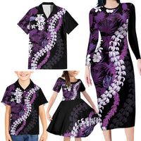 Poni Aloha Hawaii Lei Family Matching Long Sleeve Bodycon Dress and Hawaiian Shirt Tropical Flowers Elegant Vibe LT14 - Polynesian Pride