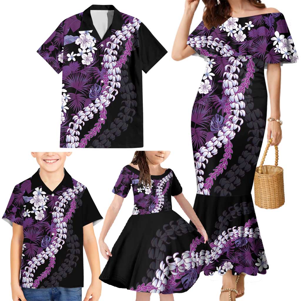 Poni Aloha Hawaii Lei Family Matching Mermaid Dress and Hawaiian Shirt Tropical Flowers Elegant Vibe LT14 - Polynesian Pride