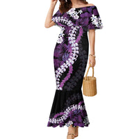 Poni Aloha Hawaii Lei Family Matching Mermaid Dress and Hawaiian Shirt Tropical Flowers Elegant Vibe LT14 Mom's Dress Purple - Polynesian Pride