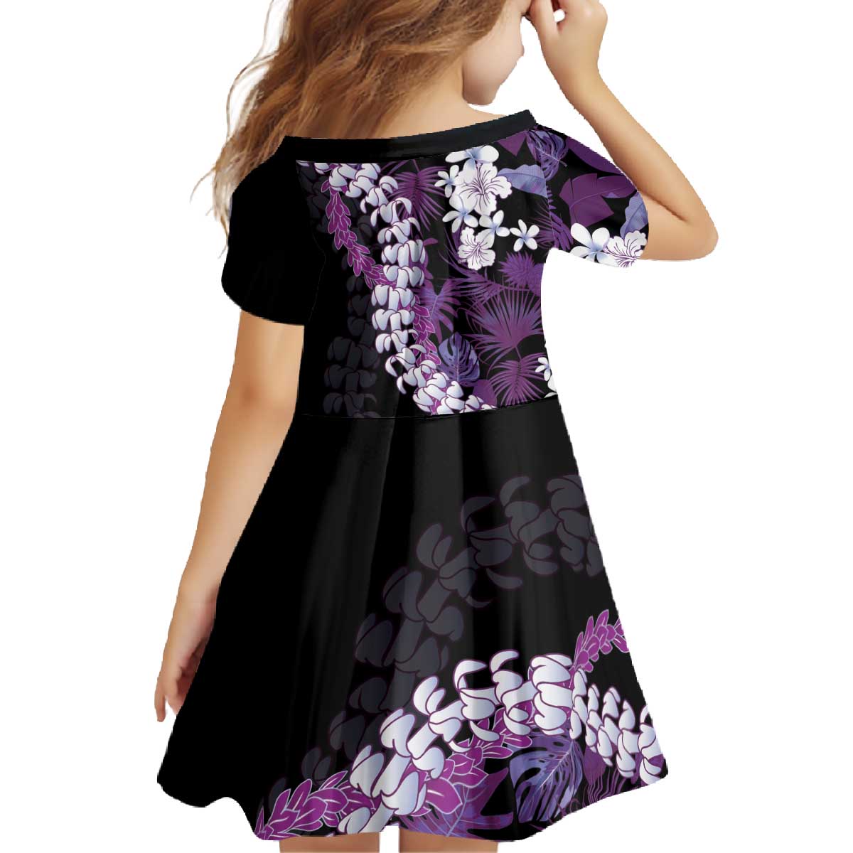 Poni Aloha Hawaii Lei Family Matching Off The Shoulder Long Sleeve Dress and Hawaiian Shirt Tropical Flowers Elegant Vibe LT14 - Polynesian Pride