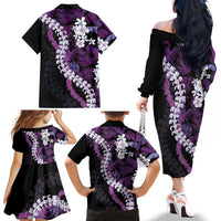 Poni Aloha Hawaii Lei Family Matching Off The Shoulder Long Sleeve Dress and Hawaiian Shirt Tropical Flowers Elegant Vibe LT14 - Polynesian Pride