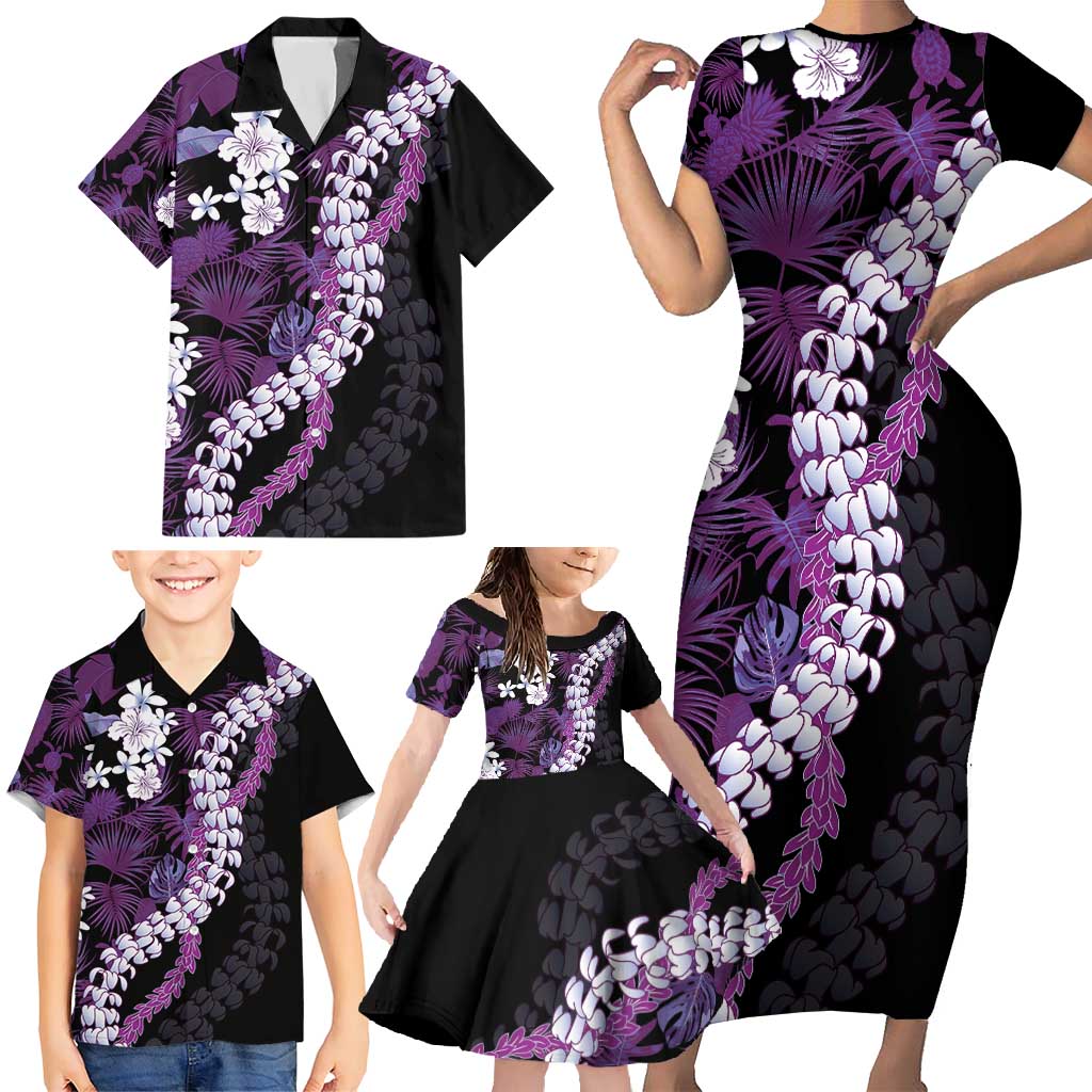 Poni Aloha Hawaii Lei Family Matching Short Sleeve Bodycon Dress and Hawaiian Shirt Tropical Flowers Elegant Vibe LT14 - Polynesian Pride