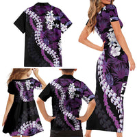 Poni Aloha Hawaii Lei Family Matching Short Sleeve Bodycon Dress and Hawaiian Shirt Tropical Flowers Elegant Vibe LT14 - Polynesian Pride