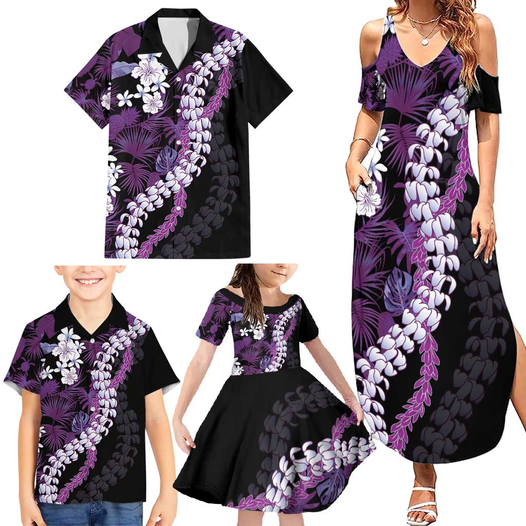 Poni Aloha Hawaii Lei Family Matching Summer Maxi Dress and Hawaiian Shirt Tropical Flowers Elegant Vibe LT14 - Polynesian Pride