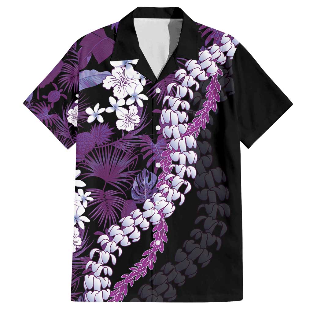 Poni Aloha Hawaii Lei Family Matching Summer Maxi Dress and Hawaiian Shirt Tropical Flowers Elegant Vibe LT14 Dad's Shirt - Short Sleeve Purple - Polynesian Pride