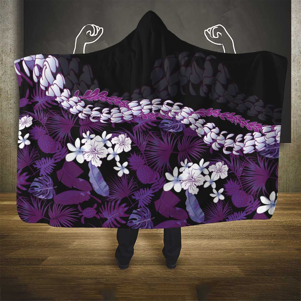 Poni Aloha Hawaii Lei Hooded Blanket Tropical Flowers Elegant Vibe LT14 - Polynesian Pride