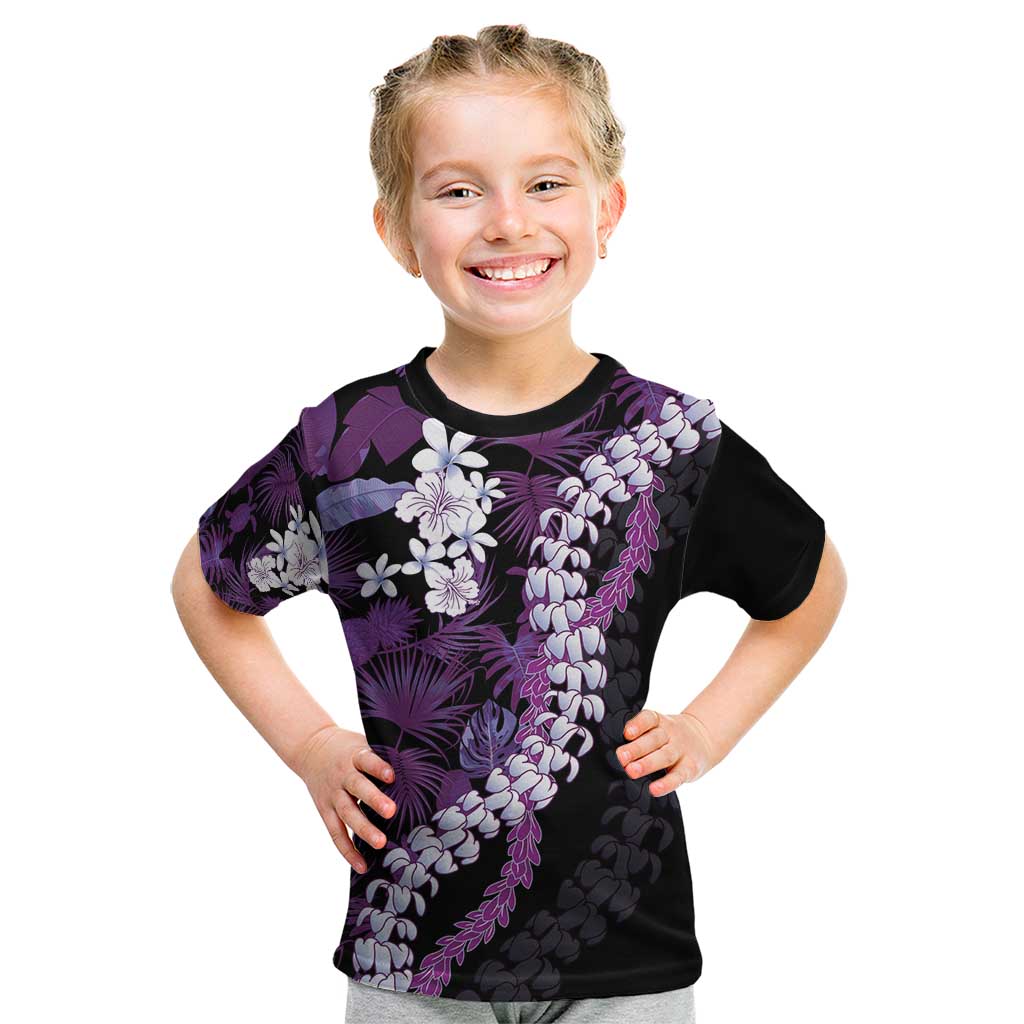 Poni Aloha Hawaii Lei Kid T Shirt Tropical Flowers Elegant Vibe LT14 Purple - Polynesian Pride
