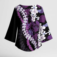 Poni Aloha Hawaii Lei Kimono Sleeve Blouse Tropical Flowers Elegant Vibe LT14 - Polynesian Pride