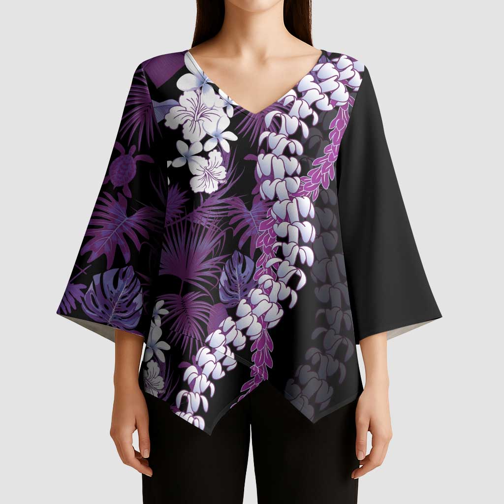 Poni Aloha Hawaii Lei Kimono Sleeve Blouse Tropical Flowers Elegant Vibe LT14 - Polynesian Pride