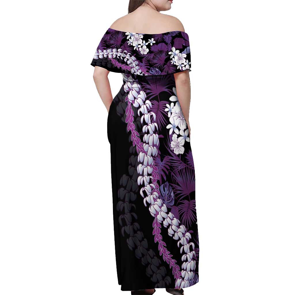 Poni Aloha Hawaii Lei Off Shoulder Maxi Dress Tropical Flowers Elegant Vibe LT14 - Polynesian Pride