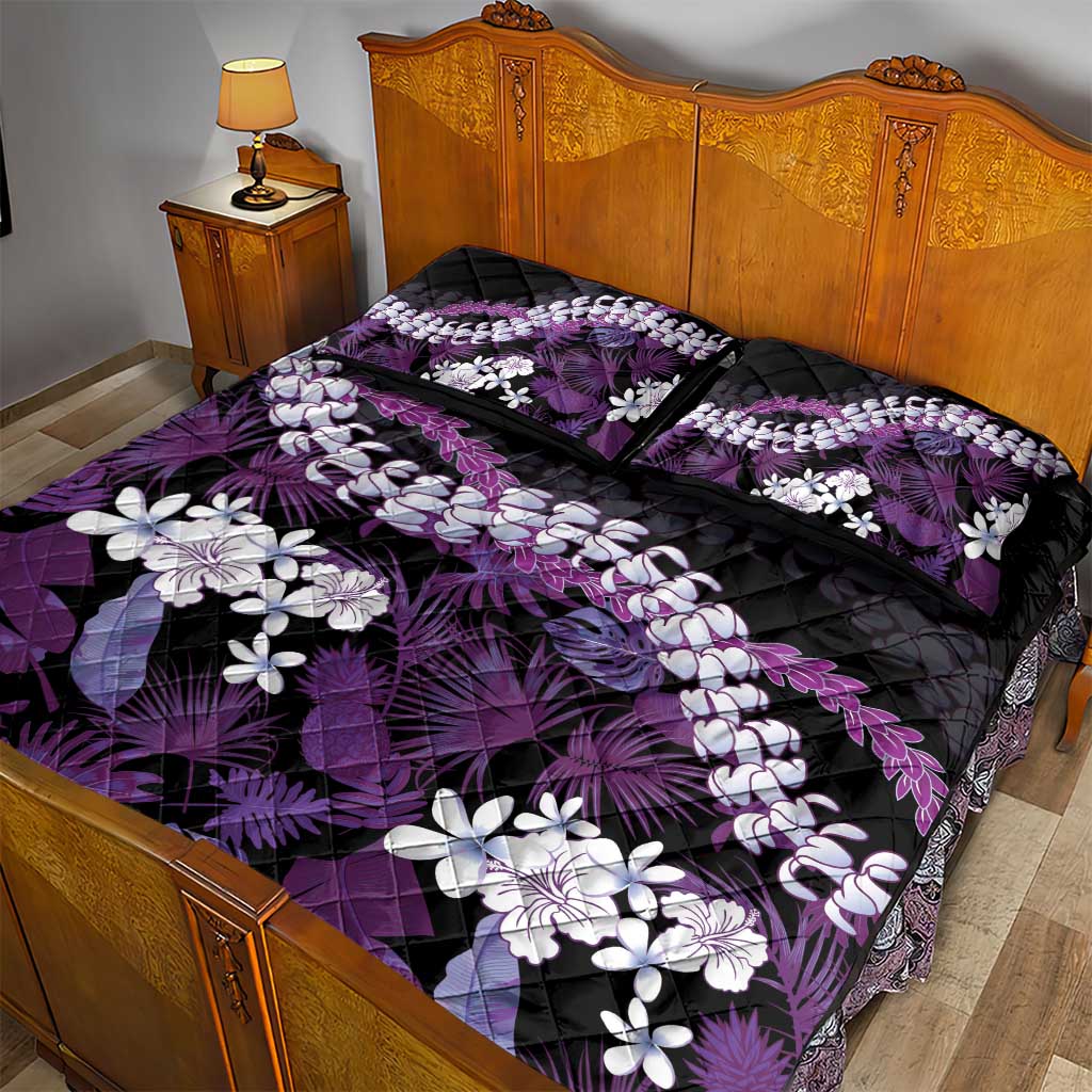 Poni Aloha Hawaii Lei Quilt Bed Set Tropical Flowers Elegant Vibe - Polynesian Pride