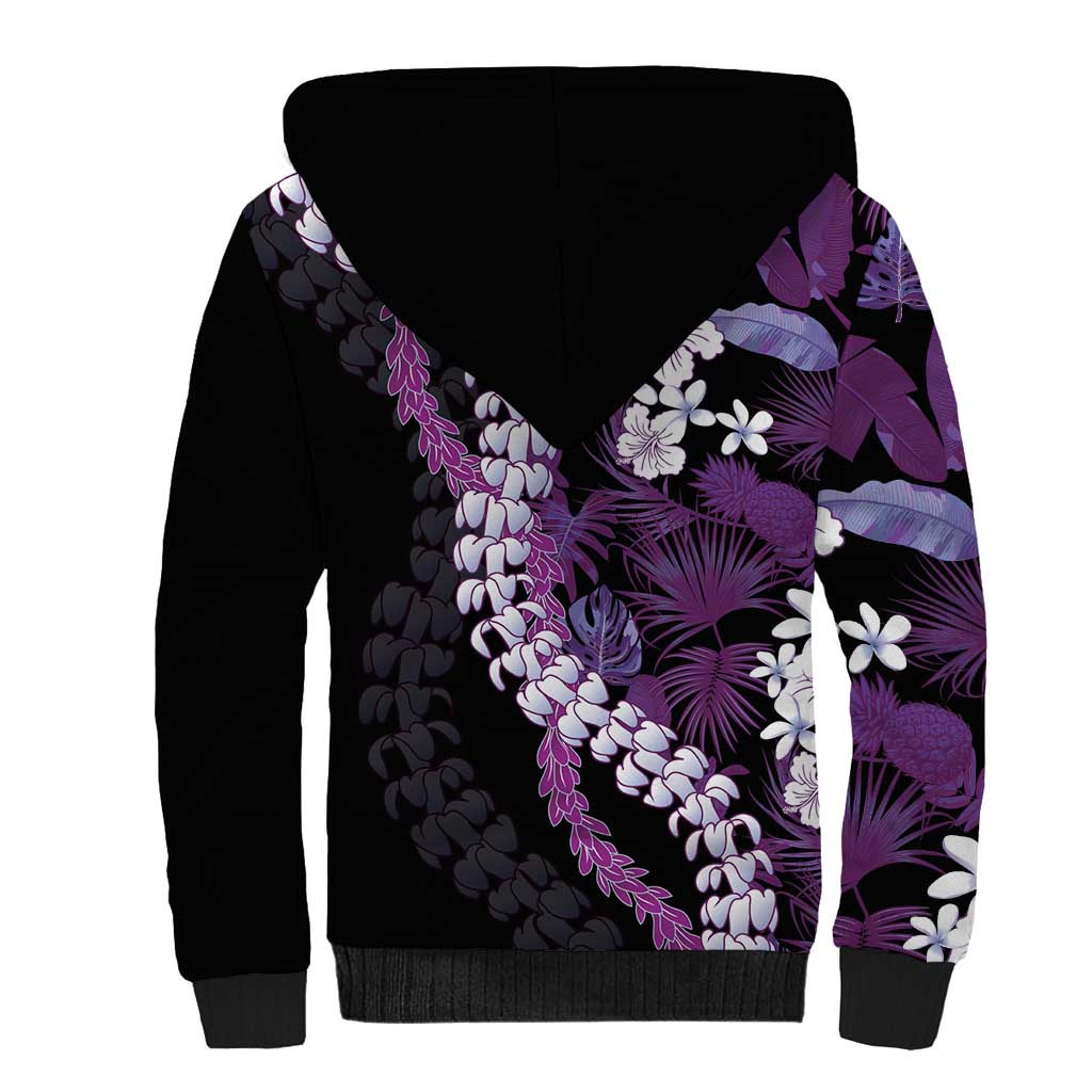 Poni Aloha Hawaii Lei Sherpa Hoodie Tropical Flowers Elegant Vibe - Polynesian Pride