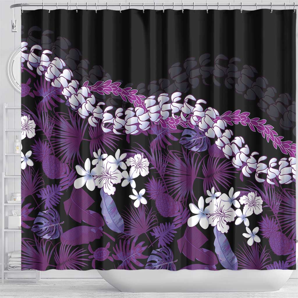 Poni Aloha Hawaii Lei Shower Curtain Tropical Flowers Elegant Vibe - Polynesian Pride