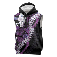 Poni Aloha Hawaii Lei Sleeveless Zip Hoodie Tropical Flowers Elegant Vibe - Polynesian Pride