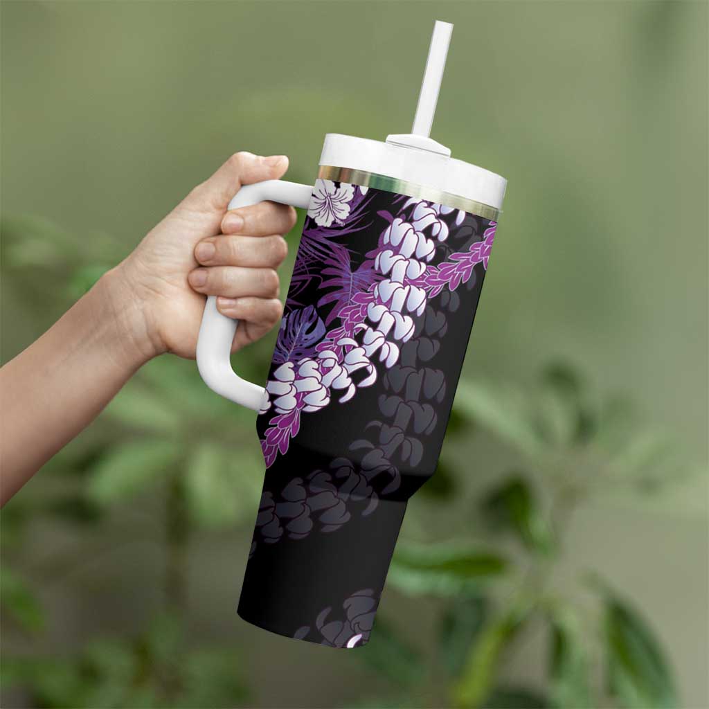 Poni Aloha Hawaii Lei Tumbler With Handle Tropical Flowers Elegant Vibe - Polynesian Pride