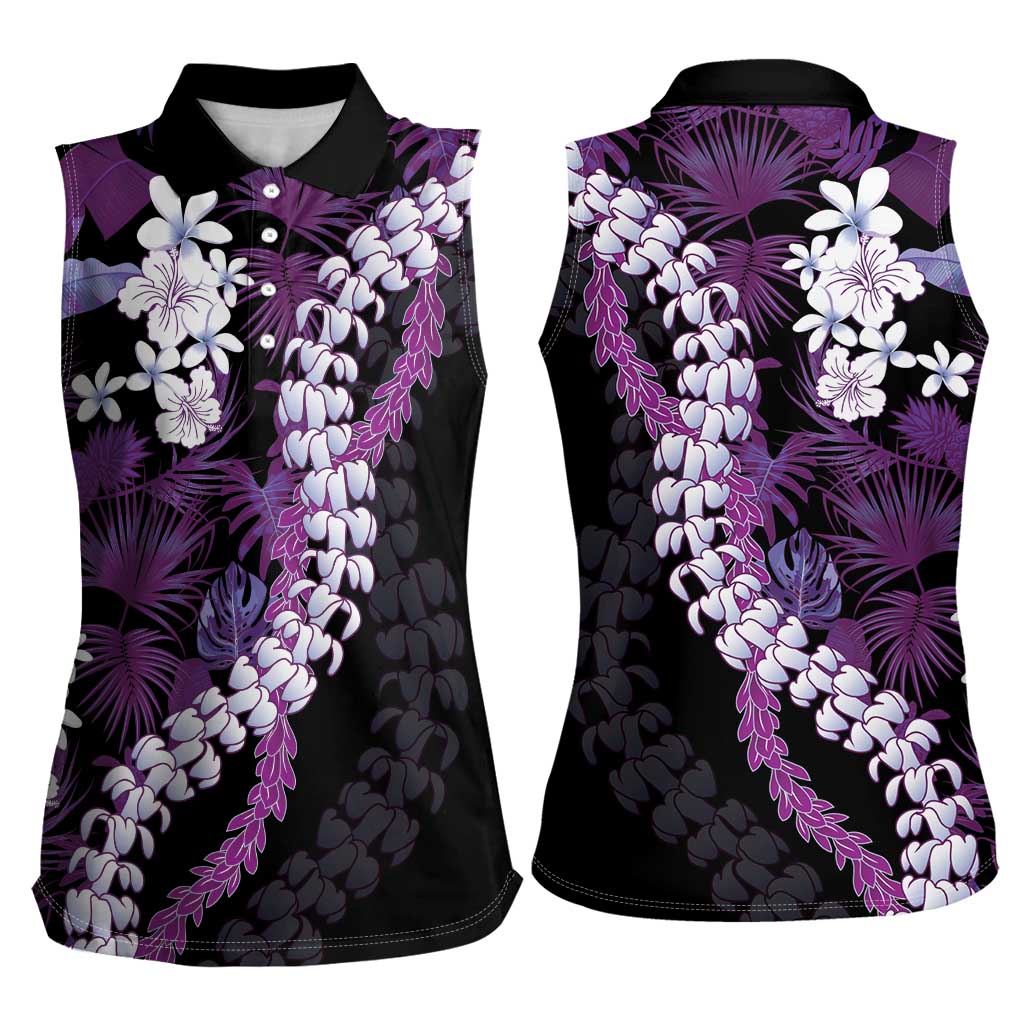 Poni Aloha Hawaii Lei Women Sleeveless Polo Shirt Tropical Flowers Elegant Vibe - Polynesian Pride
