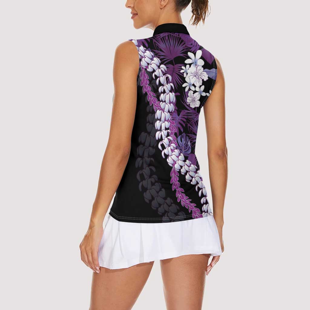 Poni Aloha Hawaii Lei Women Sleeveless Polo Shirt Tropical Flowers Elegant Vibe - Polynesian Pride