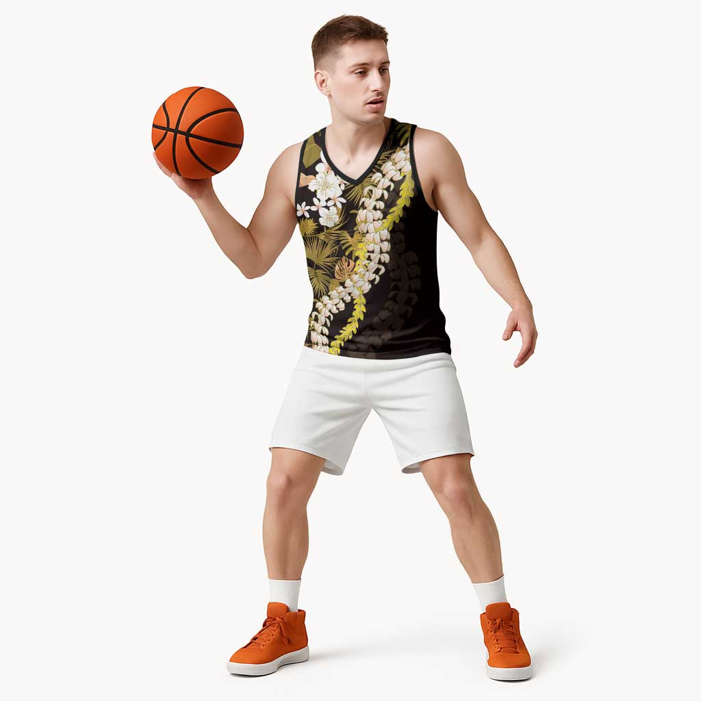 Kula Aloha Hawaii Lei Basketball Jersey Tropical Flowers Elegant Vibe - Polynesian Pride