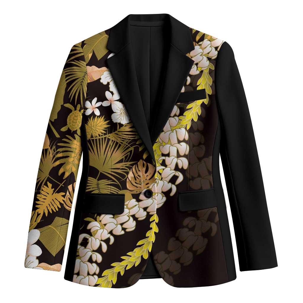 Kula Aloha Hawaii Lei Blazer Tropical Flowers Elegant Vibe LT14 Unisex Gold - Polynesian Pride