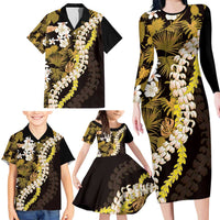 Kula Aloha Hawaii Lei Family Matching Long Sleeve Bodycon Dress and Hawaiian Shirt Tropical Flowers Elegant Vibe LT14 - Polynesian Pride