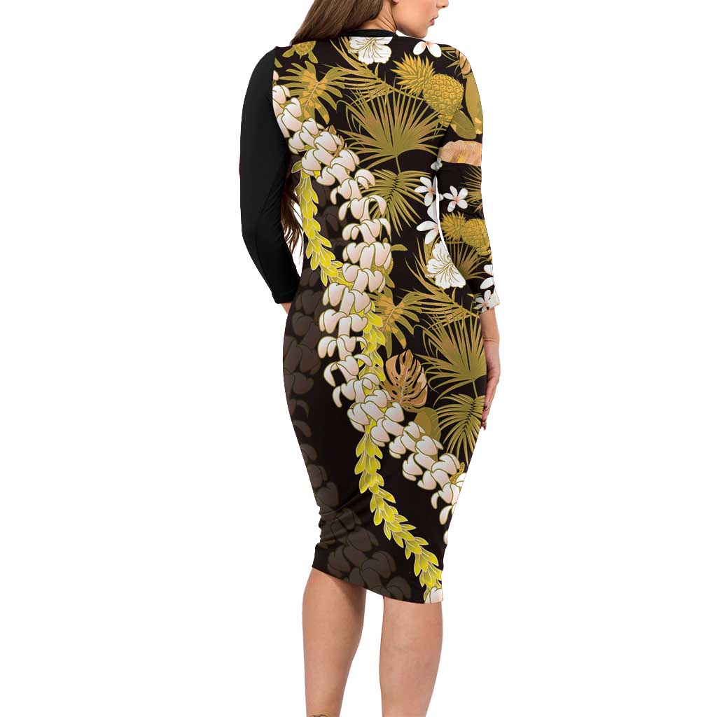 Kula Aloha Hawaii Lei Family Matching Long Sleeve Bodycon Dress and Hawaiian Shirt Tropical Flowers Elegant Vibe LT14 - Polynesian Pride