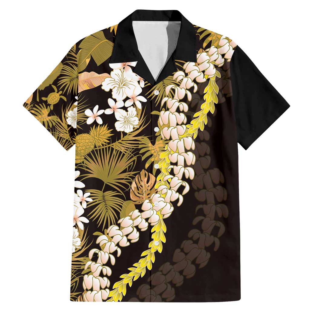 Kula Aloha Hawaii Lei Family Matching Mermaid Dress and Hawaiian Shirt Tropical Flowers Elegant Vibe LT14 Dad's Shirt - Short Sleeve Gold - Polynesian Pride