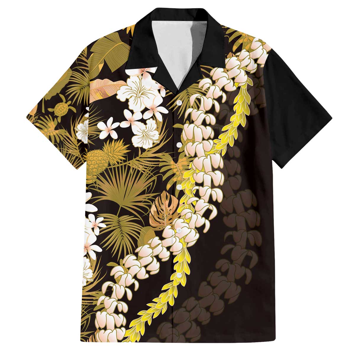 Kula Aloha Hawaii Lei Family Matching Off The Shoulder Long Sleeve Dress and Hawaiian Shirt Tropical Flowers Elegant Vibe LT14 Dad's Shirt - Short Sleeve Gold - Polynesian Pride