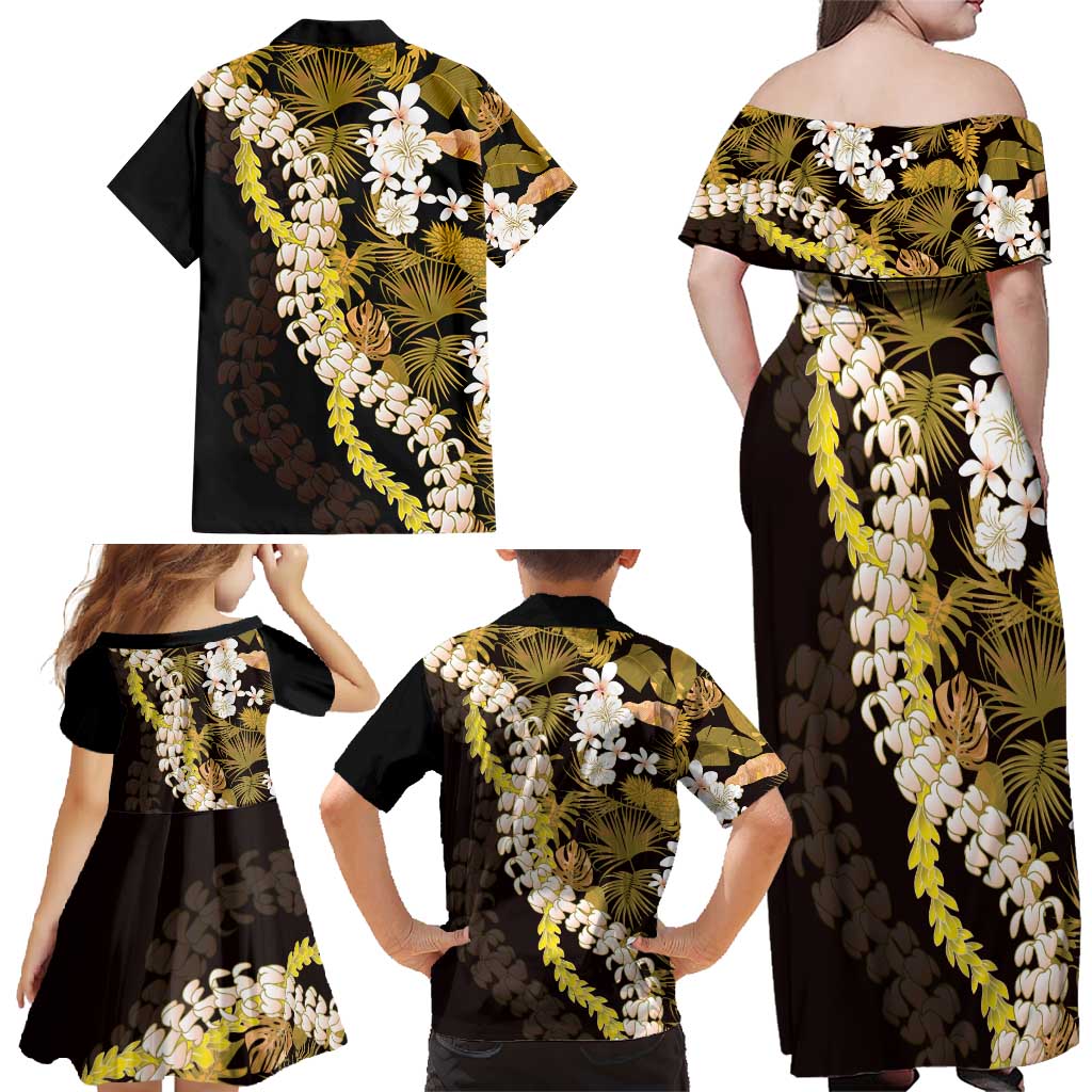 Kula Aloha Hawaii Lei Family Matching Off Shoulder Maxi Dress and Hawaiian Shirt Tropical Flowers Elegant Vibe LT14 - Polynesian Pride